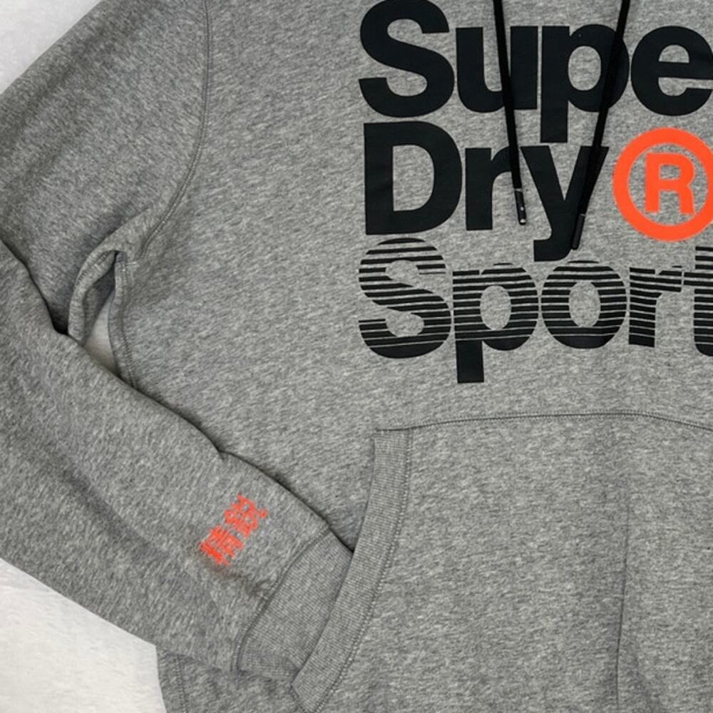 Superdry Sport Men's size XL French Terry Gray Athletic Hoodie Workout Casual - Picture 3 of 6